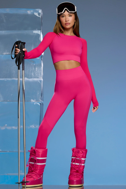 Petite Super Sculpt Base Layer Leggings in Fuchsia Pink - UK Size:L